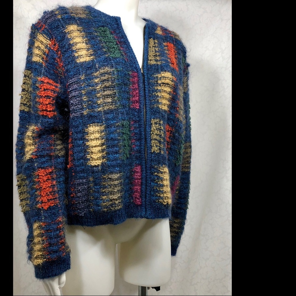 C&B Mohair Tweed Patchwork Design Casual Zip Up
